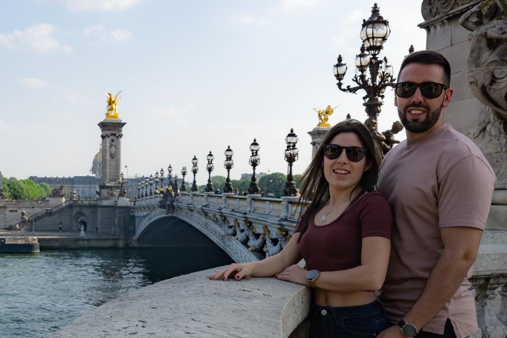 Paar, in, Liebe, auf, der, Pont, Alexandre, III, Brücke, in
