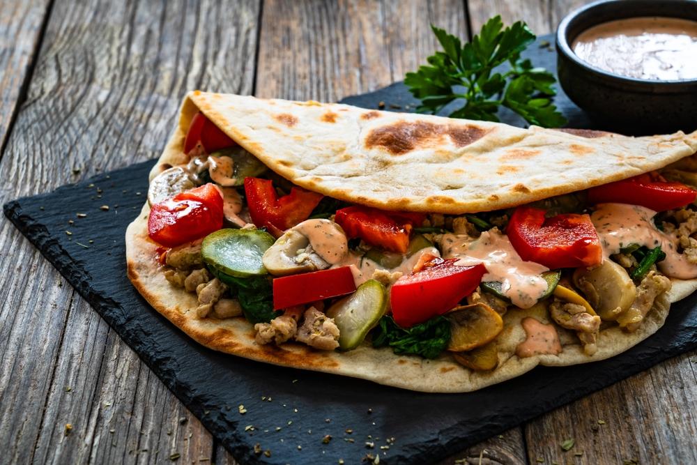 Italian,Piada,Wraps,Piadina,Filled,With,Mozzarella,Cheese,,Fried