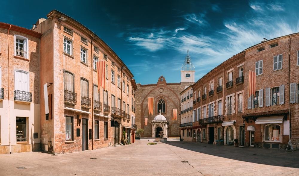 Perpignan, Frankreich, Leon Gambetta, Platz und Kathedrale Basilika Saint
