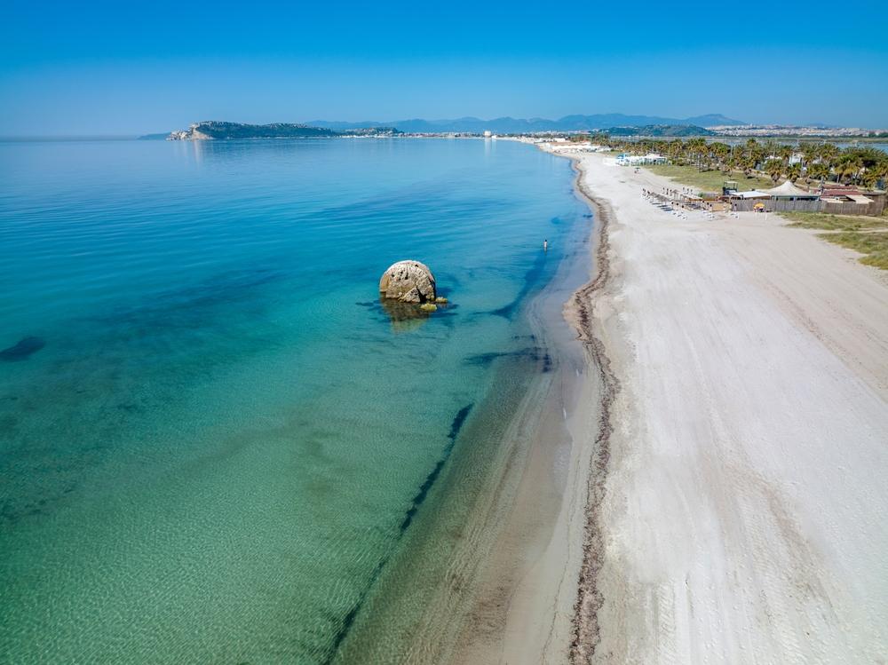 Luftaufnahme des Poetto di Cagliari (ca), Italien