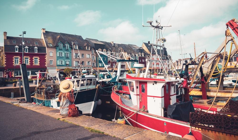 Paimpol, Hafen, Turm, Tourismus in Bretagne, Frankreich, Côte d'Armor