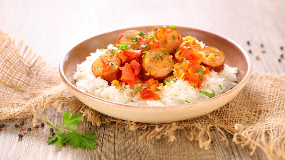 Kreolisches Gericht, Rougail, Wurst und Reis