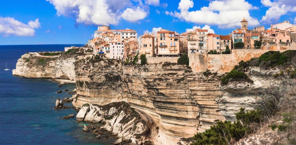 Korsika, Insel, Bonifacio, schöne Küstenstadt im Süden, Panoramablick
